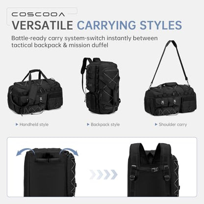Gym Bags for Men with Shoe Compartment 60L Tactical Duffle Bag - color: Black Red, size: 60L