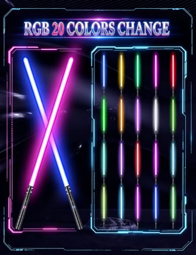 jvmusaber Lightsaber, 4 Sound Fonts, 20 RGB Colors FX Metal Hilt - color: 20 Colors 40in 1pc Black