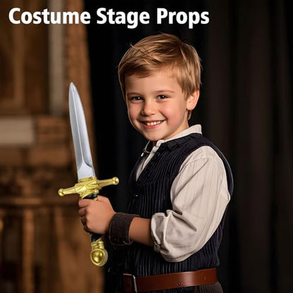 15" PU Fake Foam Sword Toys for Kids Boys, Fake Foam Dagger Knife Toy - color: Gold 1 Pcs