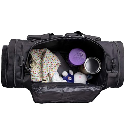 Heavy Duty Range Duffel Quality Tactical Gear Travel Sports Equipment Gym Bag Lockable Zippers with US Flag Patch (33" Black) - size: 33" Black