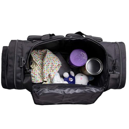 Heavy Duty Range Duffel Quality Tactical Gear Travel Sports Equipment Gym Bag Lockable Zippers with US Flag Patch (33" Black) - size: 33" Black