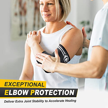 CAMBIVO 2 Pack Elbow Brace Compression Sleeve, Tennis & Golfer's Elbow - color: Grey, size: Large