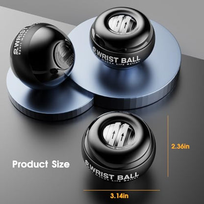JIN BD Auto Start Wrist Ball，Gyro Ball Trainer，Wrist Exerciser，Gyroscopic - color: Black Diamond (No Light)