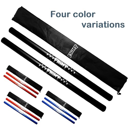 Martial Arts Equipment Foam Padded Sticks with Carry Bag Case Set 2 Pieces - color: Black