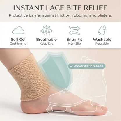 Figure Skating Ankle Gel Sleeve, 1 Pair Padded Ankle Guard for Ice Skating, Lace Bite Protection Support (2Pcs/Set)