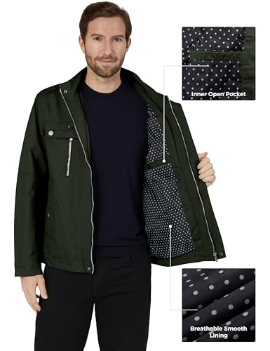 wantdo Men's Cotton Lightweight Military Jacket Casual Windbreaker - color: Army Green, size: Small