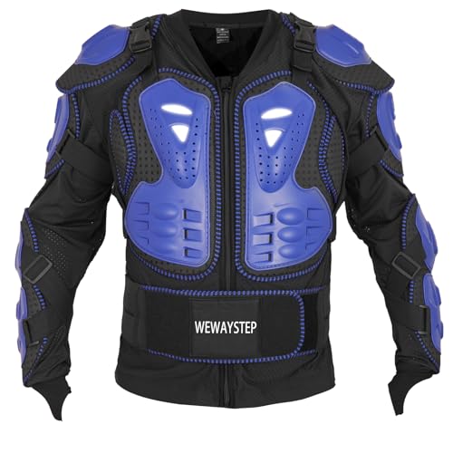 Motorcycle Body Armor Jacket with Chest Spine Protection - color: Blue, size: Small