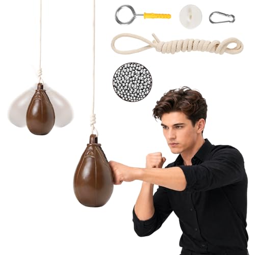 Leather Speed Bag Boxing Ball for Boxing Reflexes Reaction Practice, Dodge Hide Speed Ball for Speed & Accuracy, MMA Pendulum Training