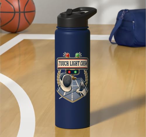 TOUCH LIGHT CREW Fencing Scoring Box Stainless Steel Insulated Water Bottle - color: Navy Blue