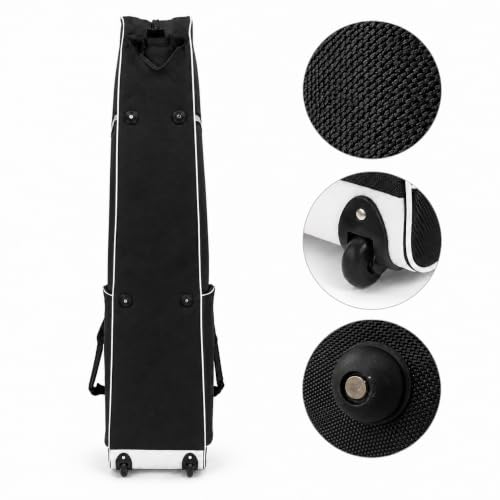 Fencing Bag with Wheels, Rolling Fencing Bag for Foil Epee Saber, Long Sword Carrier for HEMA and Fencing Gear, Side Pocket and Carry Handles - color: Black