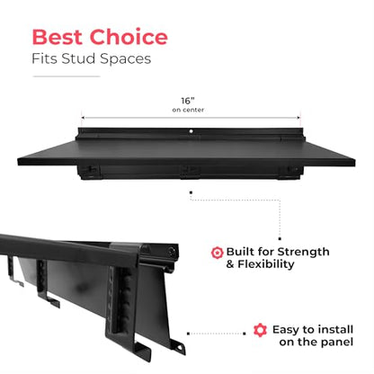 TIDYME Garage Tool Organizer Wall Mount 64", 2 Shelves & 4 Single Hooks - size: 64" with 2 Racks & 4 Hooks