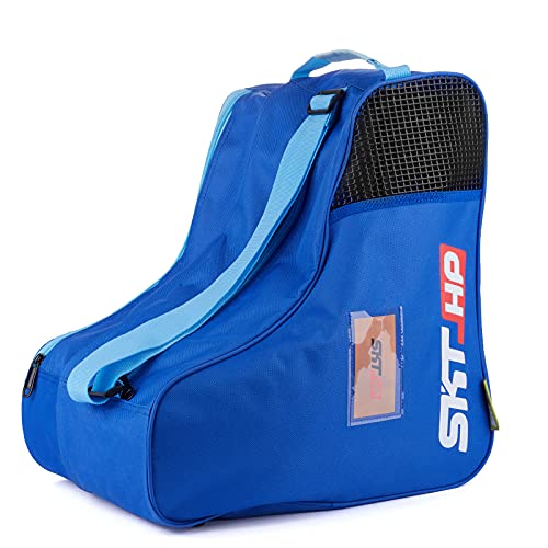 Roller Skate Bag with Adjustable Shoulder Strap for Kids and Adults to Hold Inline Skates and Knee Pads - color: Blue