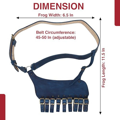 Armory Replicas Handcrafted Rigid Nature Right-Handed Leather Rapier Sword Frog Belt with Adjustable Fit - color: Blue