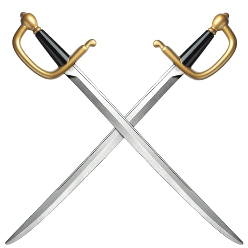 quescu 2pcs Pirate Swords,31" Plastics Toy Sword,Medieval Pirate Costume Accessory for Halloween Cosplay LARP,Props,Role-Play