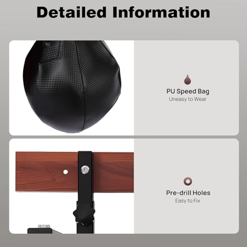 Speed Bag Platform Set – Wall Mounted Punching Ball with 5-Height Adjustment, Steel & Wood Boxing Trainer for Reflex, Coordination & Rhythm Training, Home Gym & Martial Arts