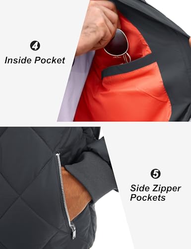 TACVASEN Men's Padded Jackets Winter Full Zipper Fleece Outwear Casual Windproof Bomber Varsity Coat - color: Dark Grey, size: X-Large