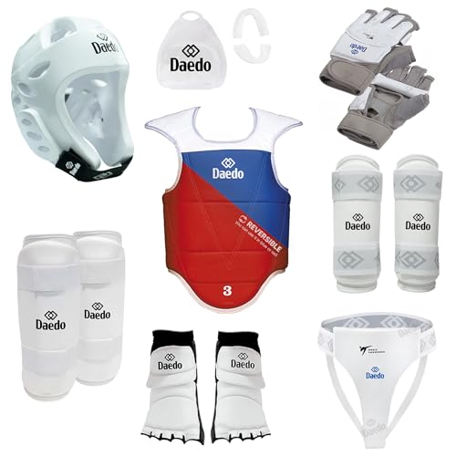 Daedo WT Approved Taekwondo Sparring Gear Set of 8 for Women with Headgear Chest Guard Gloves
