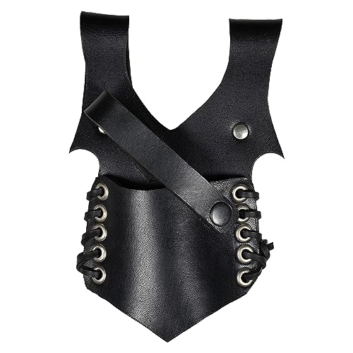 Mythrojan Medieval Sword Frog Adventurer with Leather Holder for Universal Rapier, Broadsword, Cutlass - style: Black (7.5" X 5")