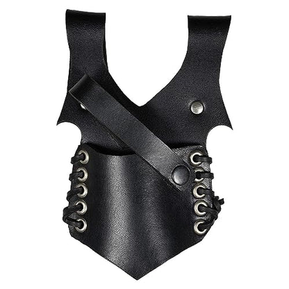 Mythrojan Medieval Sword Frog Adventurer with Leather Holder for Universal Rapier, Broadsword, Cutlass - style: Black (7.5" X 5")