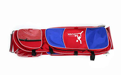 LEONARK Fencing Draw-bar Wheel Bag for Epee Saber and Foil - Hema Sword Bag Trolley Case for Fencing Suit and Mask - color: Oster Red