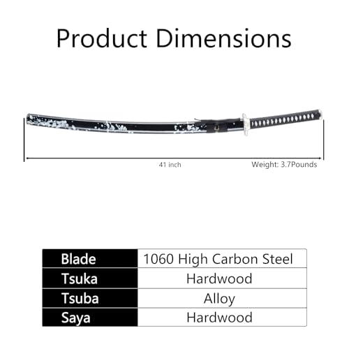 Handmade Sharp Katana, Traditional Clay Tempered 1060/9260/T10 Steel, Full Tang Real Katana Sword, Authentic Japanese Craft Samurai Sword - color: Ink-Black