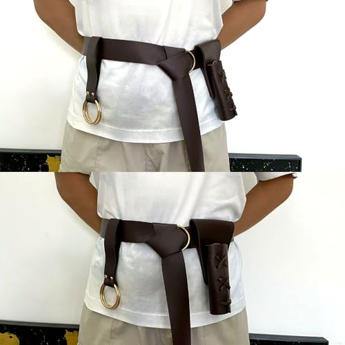 3 Packs Medieval Leather Belt Sword Dagger Frog Renaissance Belt Sword Holster for Halloween Knight Pirate Costume - color: Coffee