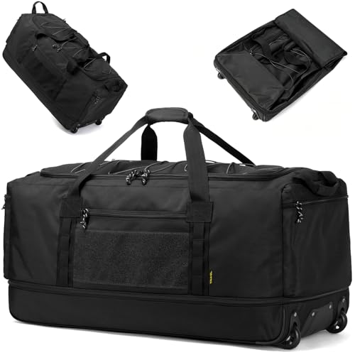 170L Extra Large Baseball Bag with Wheels Gym Duffle Softball Catchers Coach Team Equipment Bags Collapsible Rolling Travel Duffel Bat Gear Bag for Hockey Basketball Football Volleyball Soccer - color: Black