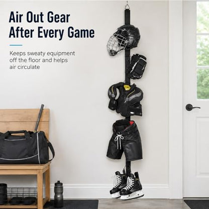 TUYUU Portable Hockey Equipment Drying Rack 5 Hooks Gifts for Youth & Men - color: Black