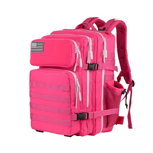 gracedon Tactical Backpack - Military Molle Bag 3 Days Pack for men and Women Large Assault Rucksack 25-45L (25L-rose red) - color: 25l-rose Red