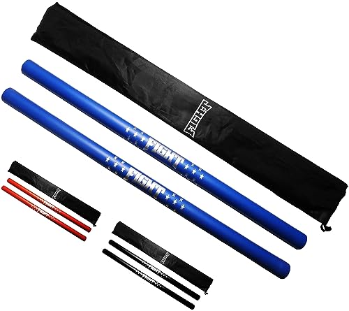 Martial Arts Equipment Foam Padded Sticks with Carry Bag Case Set 2 Pieces - color: Blue