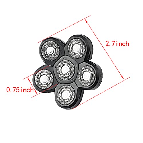 6 Blade Shaver Replacement Heads for Bald Men with Blade Cover (Black) - color: Black1