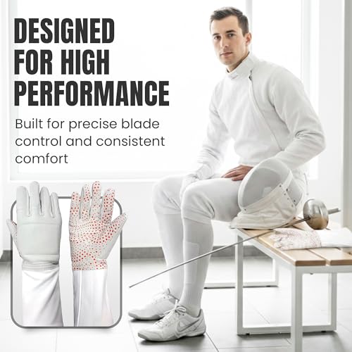 Fencing Glove, 3-Weapon Washable, Pro-Grip Silicone Design, Foil Epee and Saber, Competition Approved - size: 10.5