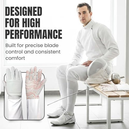 Fencing Glove, 3-Weapon Washable, Pro-Grip Silicone Design, Foil Epee and Saber, Competition Approved - size: 8.5