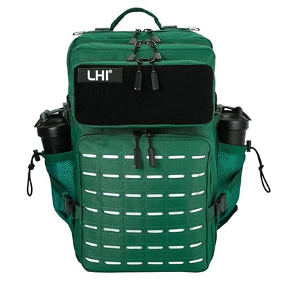 LHI Tactical Military Backpack for Men 25L/45L Large Molle Army Assault Pack 3 Day Hiking Rucksack With Bottle Holder - color: Dark Green, size: 45L