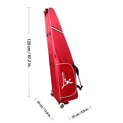 LEONARK Fencing Draw-bar Wheel Bag for Epee Saber and Foil - Hema Sword Bag Trolley Case for Fencing Suit and Mask - color: Wheeled Red