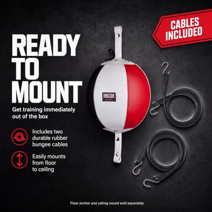 Ringside Leather Boxing Double End Bag with Bungee Cables - size: 9"