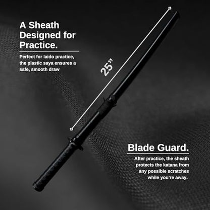 E-BOGU Polypropylene Practice Martial Arts Equipment with Black Saya Scabbard (Bokken Type 24.5") - style: Mokume Medium 33"