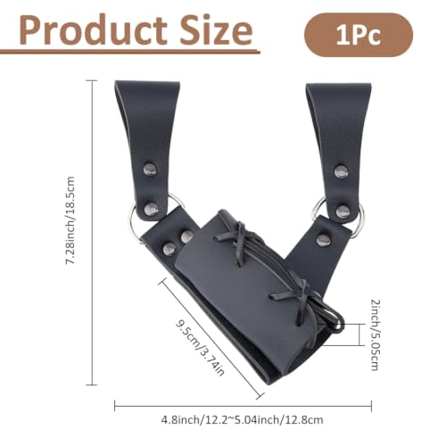SUPERFINDINGS PU Leather Sword Sheaths Black Leather Sword Frog Swords Frogs Waist Belt Holder Retro Medieval for Adult Men Cosplay Props Knight