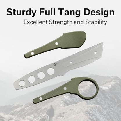CIVIVI Varius Trainer Fixed Blade Knife for Men, Training Knife with a Kydex Sheath, a Finger Ring and Conventional Handle, 3.26" D2 Dull Blade G10 Handle C22009C-2