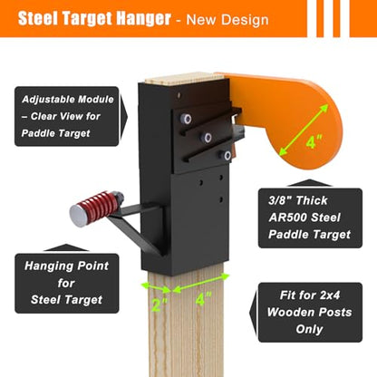 2x4 Steel Target Hanger & 4" x 3/8" AR500 Auto-Reset Paddle - style: 1-Pack