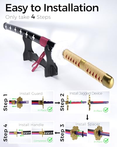 Cold Blade Katana Sword - 41 inches Katana Replica with Holster Belt and Display Stand - Sword with Authentic Design - color: Heart Pattern Red