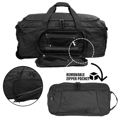 120L Travel Duffle Bag With Wheels Expandable Rolling Travel Bag for Men - color: Black 2.0