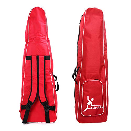 LEONARK Fencing Draw-bar Wheel Bag for Epee Saber and Foil - Hema Sword Bag Trolley Case for Fencing Suit and Mask - color: Red a