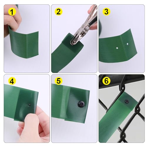 Chain Link Fence Tape,250ft×1.85in, Fence Privacy Strip, Green,One Hole Punch&200 Fasteners, Suitable for Terraces, Patio, Gates, Swimming Pool - color: green