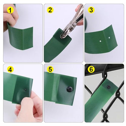 Chain Link Fence Tape,250ft×1.85in, Fence Privacy Strip, Green,One Hole Punch&200 Fasteners, Suitable for Terraces, Patio, Gates, Swimming Pool - color: green