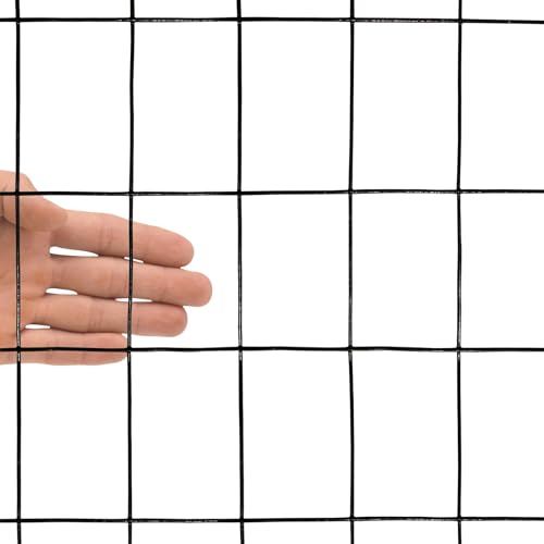 Black PVC Coated Welded Wire Mesh Garden Economy Fence 24 Inch x 50 Foot-3 Inch x 2 Inch 16GA - color: Black, size: 24"x50\'-3"x2" 16GA