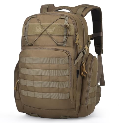 Mardingtop 40L Tactical Backpack for Men, Large Molle Military Rucksack Assault Pack for Hiking Travel Camping - color: Khaki