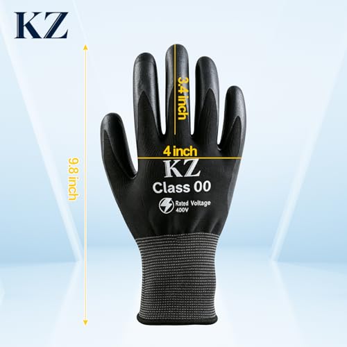 Insulated Electrician Gloves 400V, ASTM D120 Certified Rubber Electrical Gloves, Class 00 High Voltage Resistant Work Gloves, Flame Retardant Non-Slip Shock Protection Safety Gloves, Large