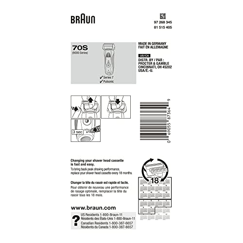 Braun Series 7 70S Electric Shaver Head Replacement Cassette – Silver