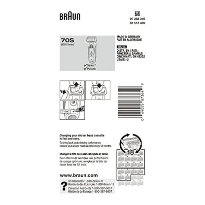 Braun Series 7 70S Electric Shaver Head Replacement Cassette – Silver